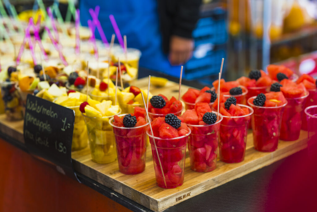 Fruit cups with Tajín: healthy concession stand food idea