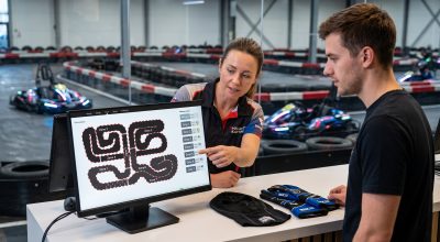 Karting POS system at a track front desk